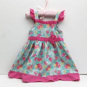 Sweet Baby Girl Toddler Dress  Aqua Pink 24 Month